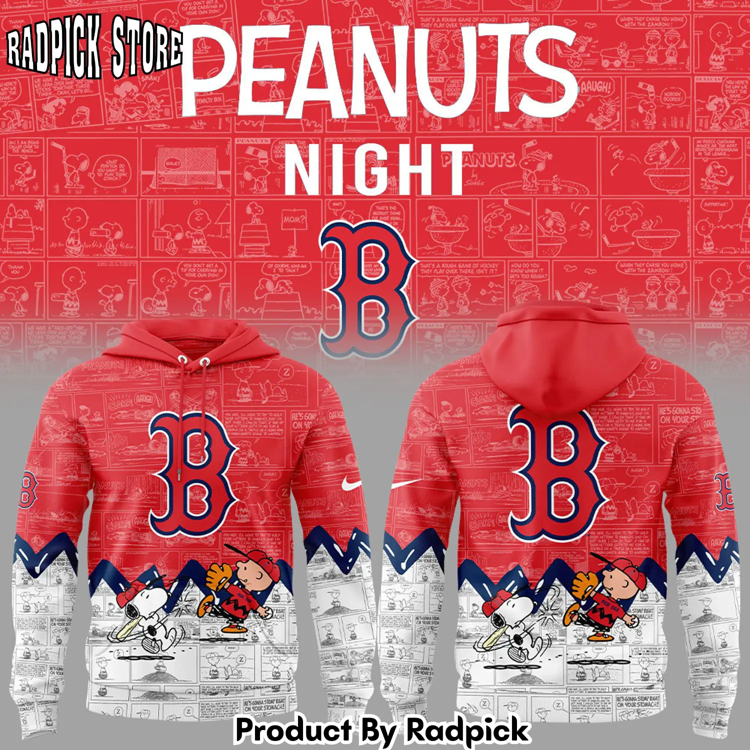 Boston red sox 75th anniversary of peanuts hoodie joggers hoodie and long pants set rp291894